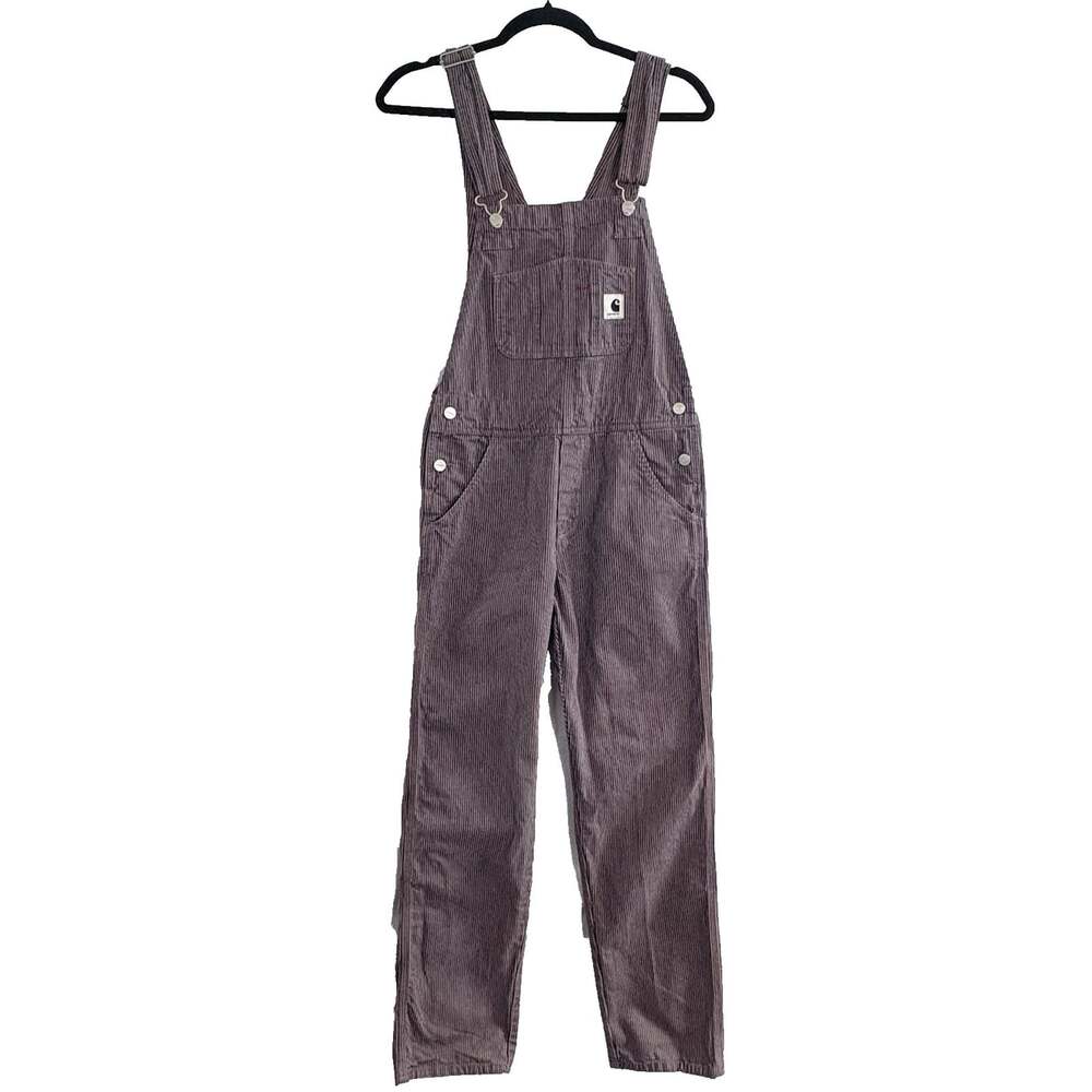 CARHARTT Women Bib Overalls Straight Leg Stripe Sz XS Purple Country Casual 19-2
